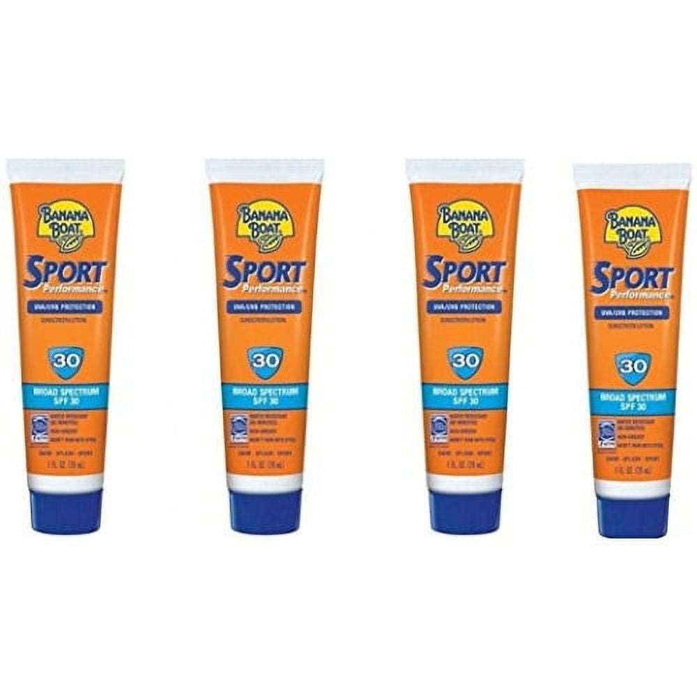 Banana Boat Sport Performance  Sunscreen, SPF 30, Travel Size, 1 Oz, 4 Pack