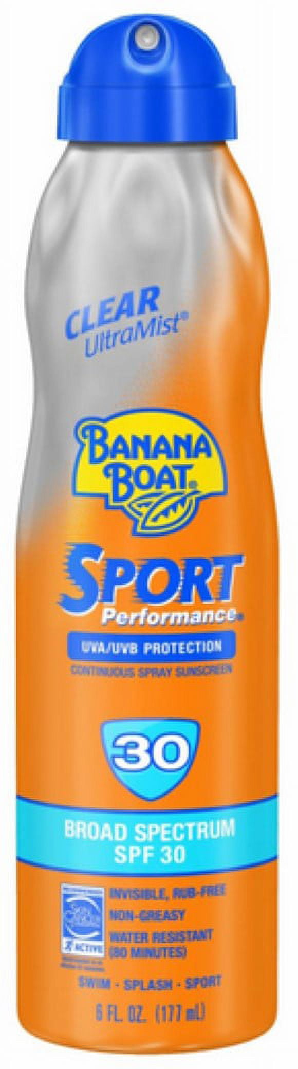 Banana Boat Sport Performance Sunscreen Spray, SPF 30 6 oz (Pack of 4)