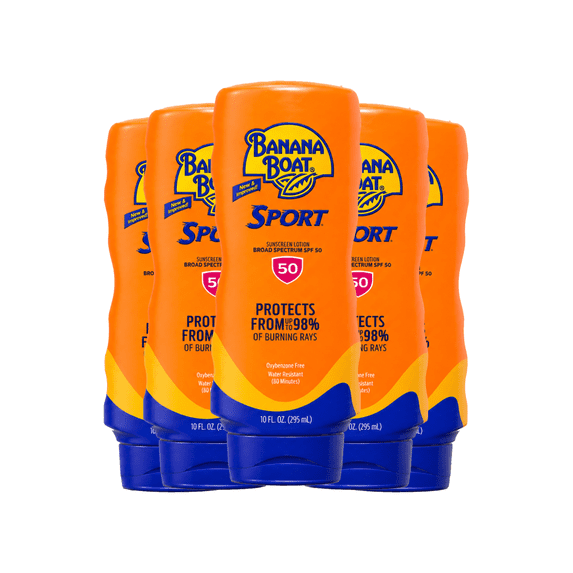 Banana Boat Sport SPF 50 Sunscreen Lotion, 10 oz 5 Pack