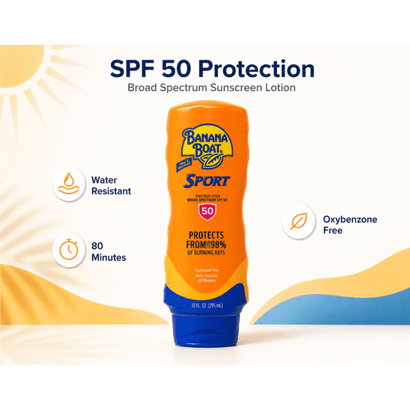 Banana Boat Sport SPF 50 Sunscreen Lotion, 10 oz