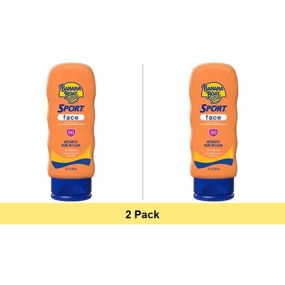 Banana Boat Sport Sunscreen Lotion for Face SPF 50, 3 fl oz - 2 Pack