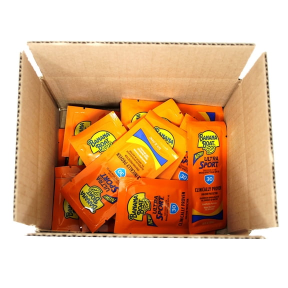 Banana Boat Sport Sunscreen, SPF 30 Protection lotion, Travel Packets, 0.4 Fl Oz (Pack of 24)