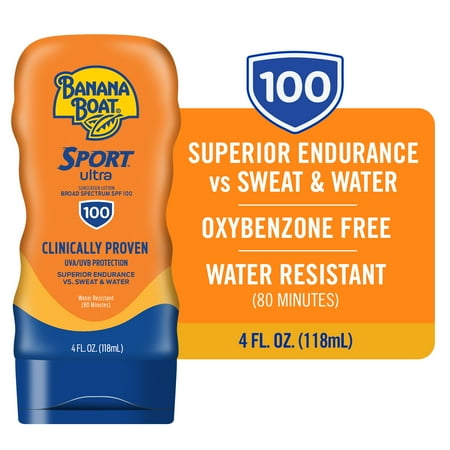 Banana Boat Sport Ultra SPF 100 Sunscreen Lotion, Sport Sunscreen, Adult Sunblock Lotion, 4 fl oz