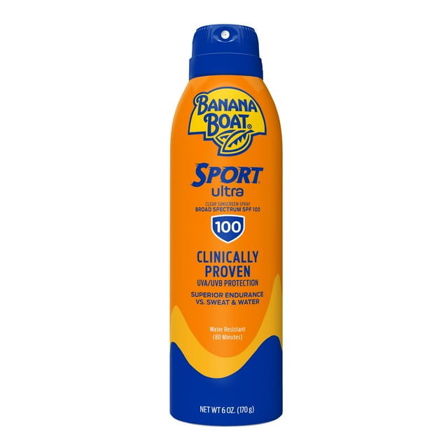 Banana Boat Sport Ultra 100 SPF Sunscreen Spray, 6 Oz, Water Resistant (80 Minutes) Sun Block