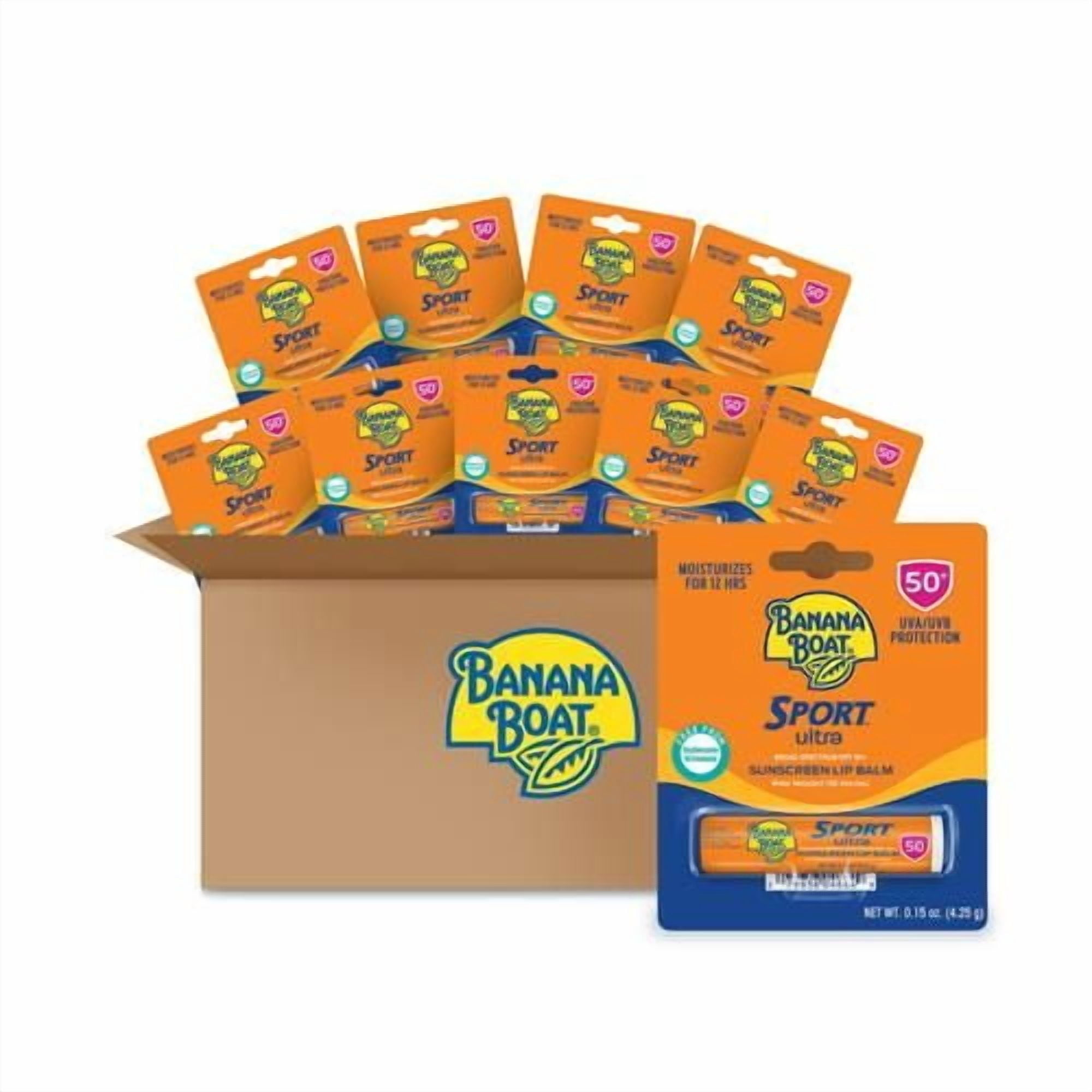 Banana Boat Sport Ultra, Reef Friendly, Broad Spectrum Sunscreen Lip Balm, Spf 50+ , 0.15 Ounce (Pack Of 10) Package May Vary