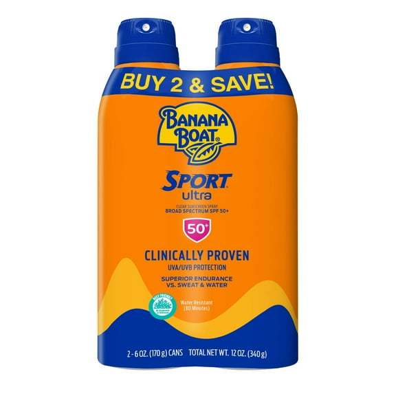 Banana Boat Sport Ultra, Reef Friendly, Broad Spectrum Sunscreen Spray, SPF 50 (Pack of 12)