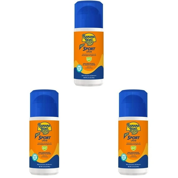 Banana Boat Sport Ultra Roll-On Sunscreen Lotion, Broad Spectrum SPF 60+, 2.5 oz (Pack of 3)
