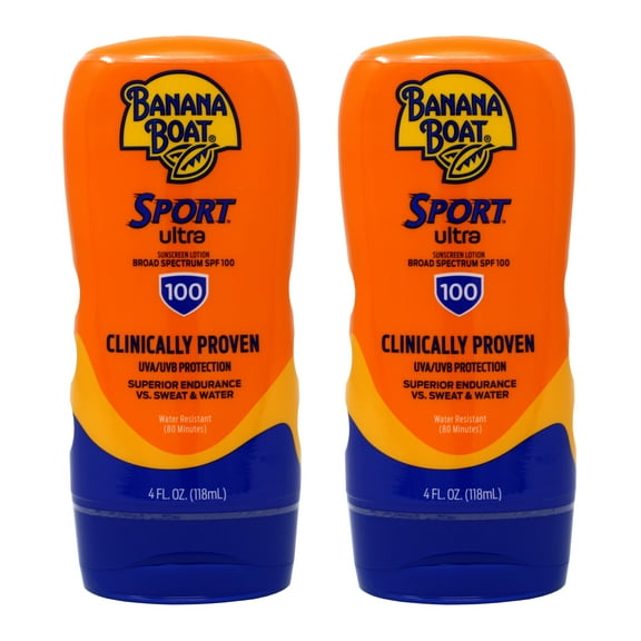 Banana Boat Sport Ultra SPF 100 Sunscreen Lotion, 4oz | Banana Boat Sunscreen Lotion SPF 100, Banana Boat Sunscreen SPF 100 Lotion, High SPF Sunscreen Pack SPF 100, 4oz each Twin Pack SPF 100/Lotion 4