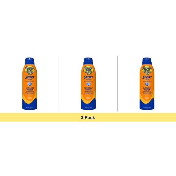 Banana Boat Sport Ultra SPF 100 Sunscreen Spray, Clear Spray Sunscreen, Adult Sunblock, 6 oz - 3 Pack