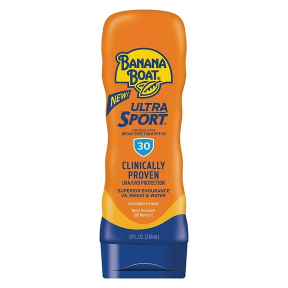 Banana Boat Sport Ultra SPF 30 Sunscreen Lotion, 8oz | Oxybenzone Free Sunscreen, Sunblock Lotion, Water Resistant Sunscreen SPF 30, 8oz