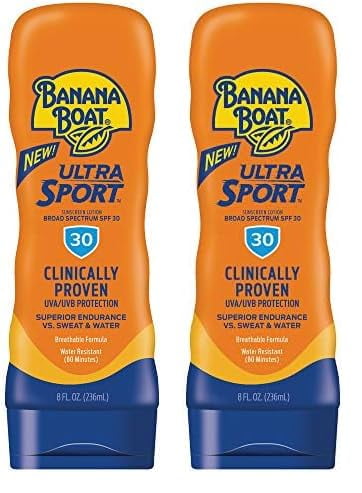 Banana Boat Sport Ultra SPF 30 Sunscreen Lotion, 8oz | Banana Boat Sunscreen SPF 30 Lotion, Water Resistant Sunscreen SPF 30, 8oz (Pack of 2)