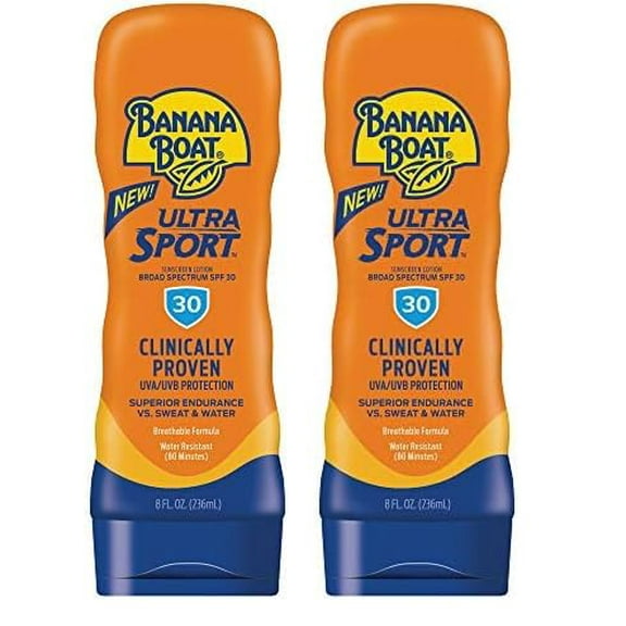 Banana Boat Sport Ultra SPF 30 Sunscreen Lotion, 8oz | Banana Boat Sunscreen SPF 30 Lotion, Water Resistant Sunscreen SPF 30, 8oz (Pack of 2)