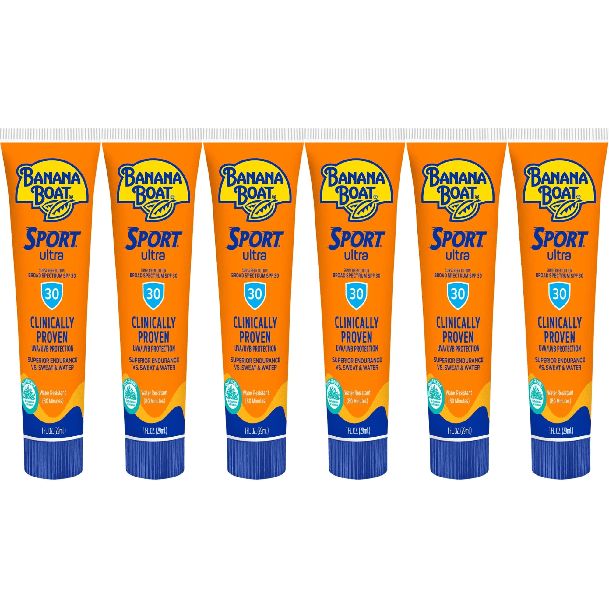 Banana Boat Sport Ultra SPF 30 Sunscreen Lotion Travel Size, 1 Oz., (Pack of 6)