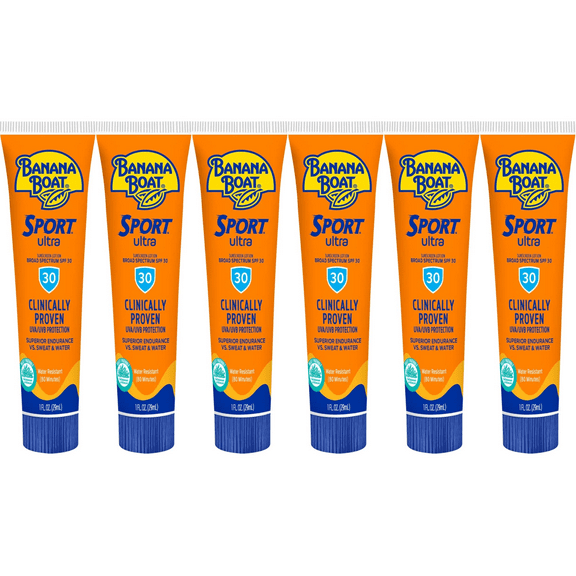 Banana Boat Sport Ultra SPF 30 Sunscreen Lotion Travel Size, 1 Oz., (Pack of 6)