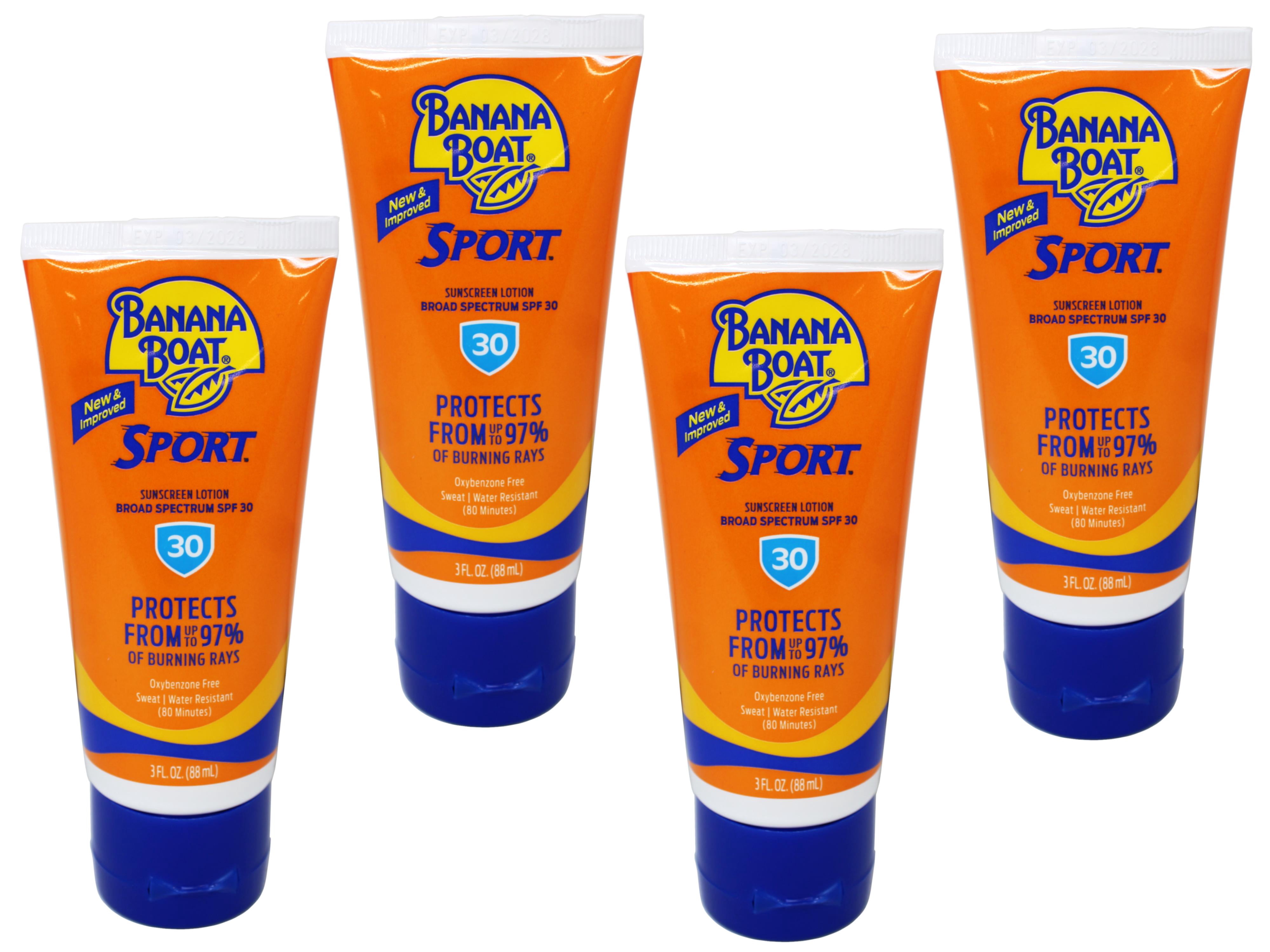 Banana Boat Sport Ultra SPF 30 Sunscreen Lotion, Travel Size 3oz - 4 Pack