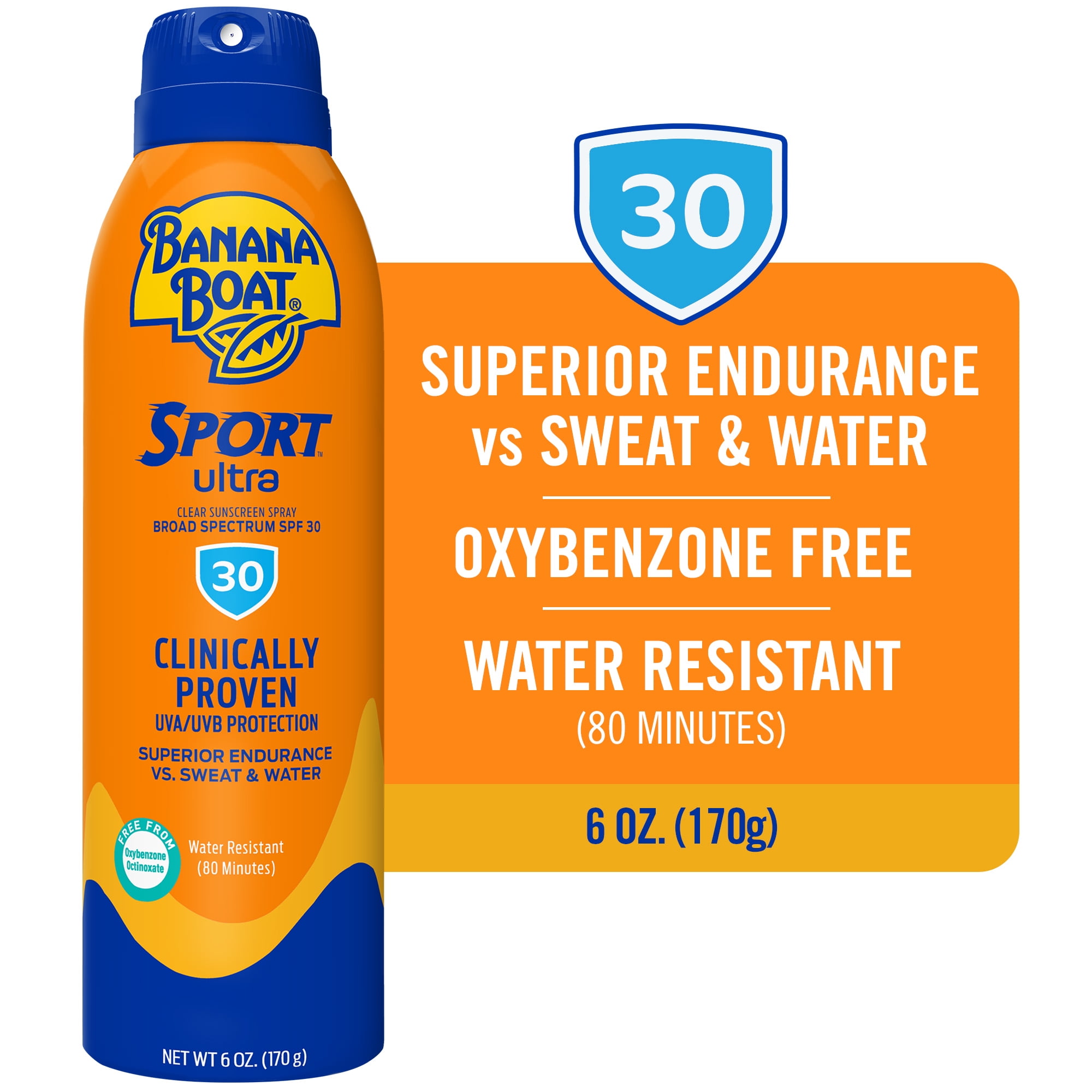 Banana Boat Sport Ultra SPF 30 Sunscreen Spray, Clear Spray Sunscreen, Adult Sunblock, 6 oz