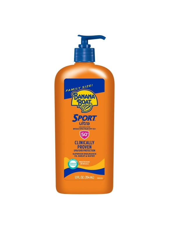 Banana Boat Sport Ultra SPF 50 Sunscreen Lotion, Sport Sunscreen, Sunblock Family Size, 12 fl oz
