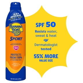 Banana Boat Sport Ultra SPF 50 Sunscreen Spray, Clear Spray Sunscreen, Adult Sunblock, 9.5 oz