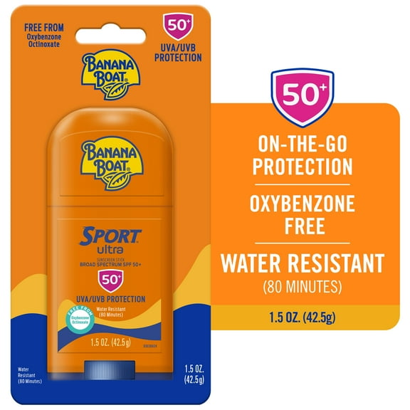 Banana Boat Sport Ultra Sunscreen Stick SPF 50, Travel Sunscreen Sport, Adult Sunblock, 1.5 oz