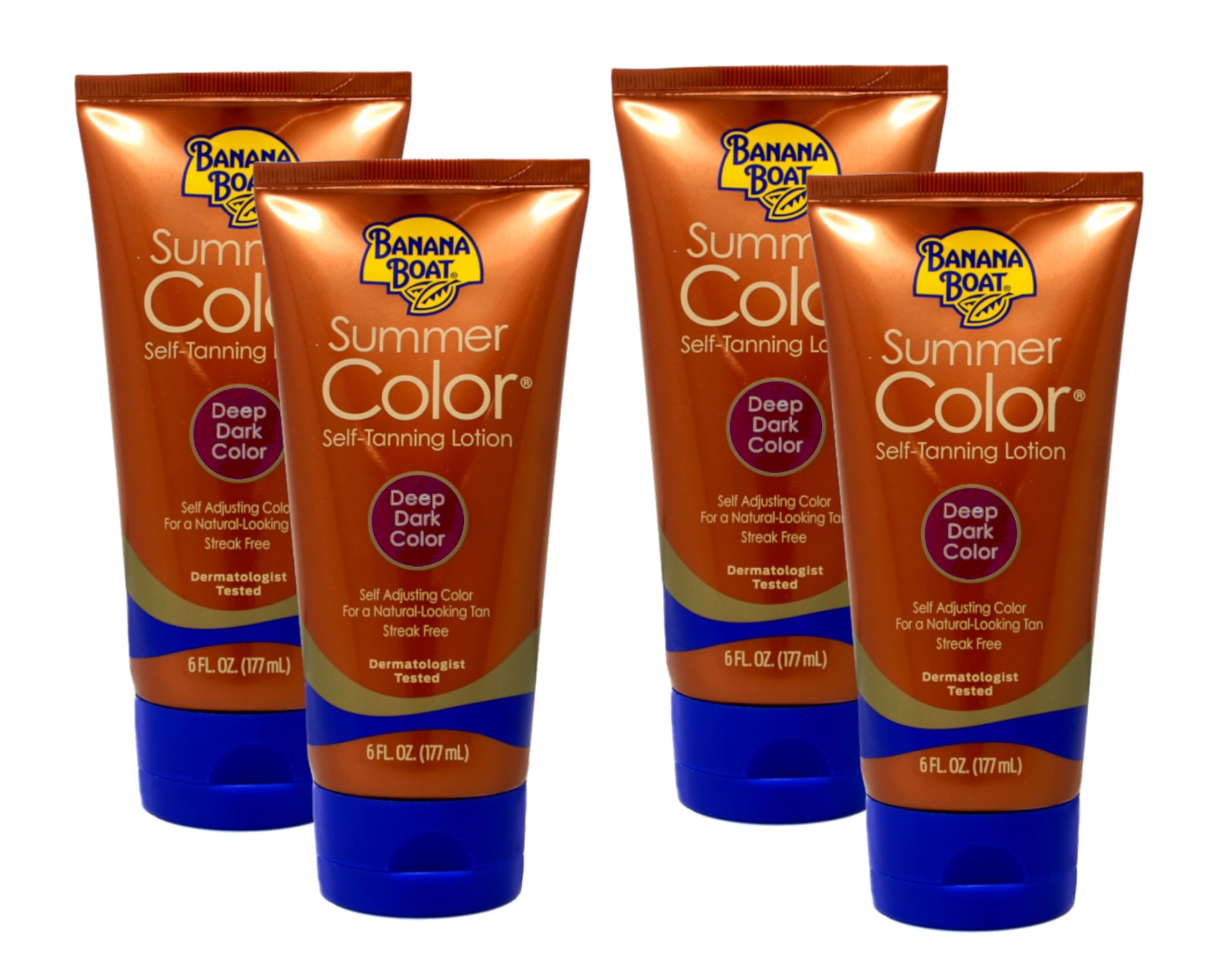 4 Pack Banana Boat Summer Color Self-Tanning Lotion, Deep Dark Color 6oz Each
