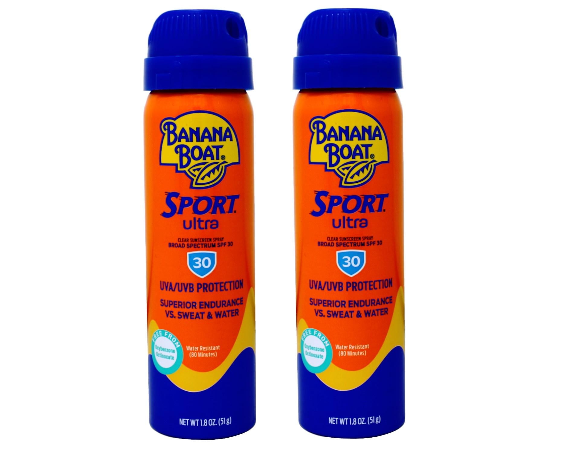 Banana Boat Sun Screen Sport Spray SPF 30 UltraMist 1.8 oz (Travel Size), - 2 Pack