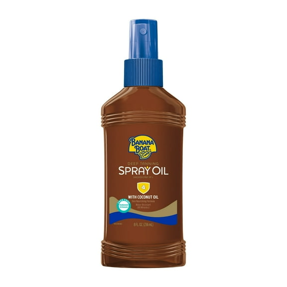 Banana Boat Sunscreen Dark Tanning Oil with Carrot and Banana Extract Sun Care Sunscreen Spray- SPF 4, 8 Ounce (Pack of 3)