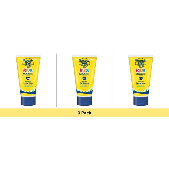 Banana Boat Sunscreen Kids MAX Protect & Play Broad Spectrum SPF 100 Lotion, 4 Oz - 3 Pack