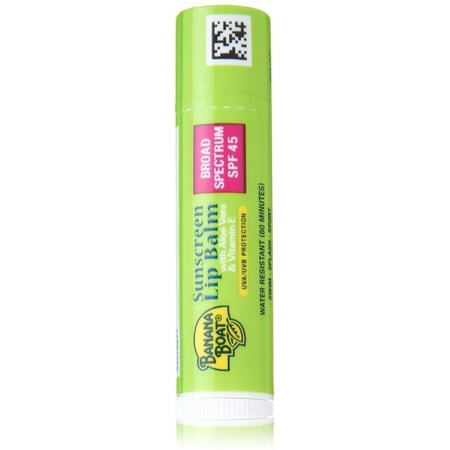 Banana Boat Sunscreen Lip Balm with Aloe Vera and Vitamin E SPF 45 0.15 oz (Pack of 6)