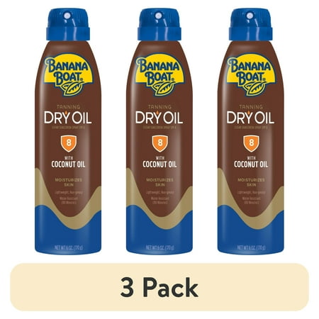 (3 pack) Banana Boat Tanning Dry Oil Clear Spray Sunscreen SPF 8, 6oz