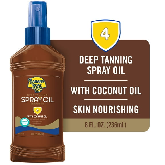 Banana Boat Deep Tanning Oil Spray with Coconut Oil, SPF 4, 8 fl oz