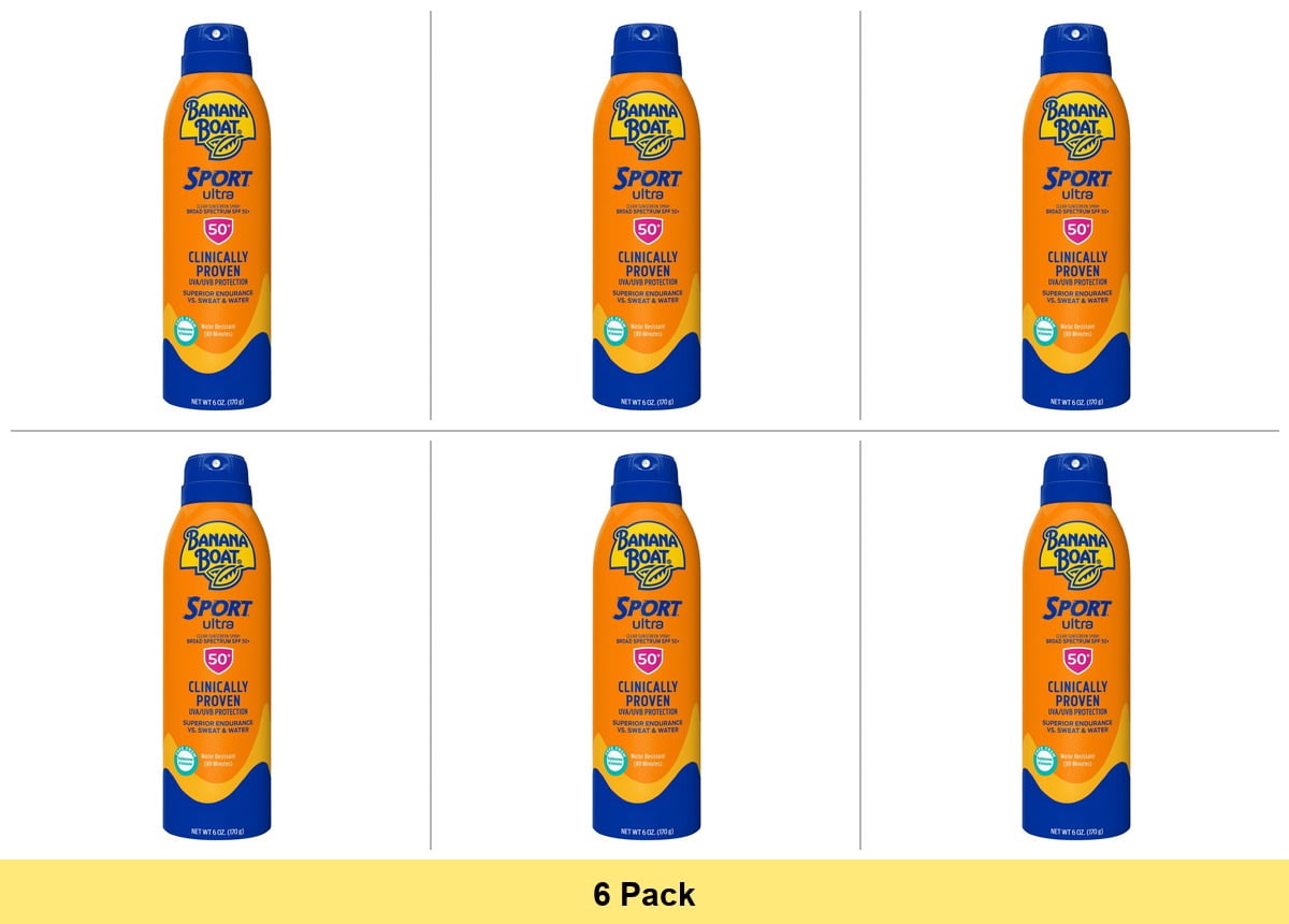 Banana Boat Ultra Mist Sport Performance Continuous Spray Sunscreen SPF 50+ - 6 Pack (6 Oz. Each)