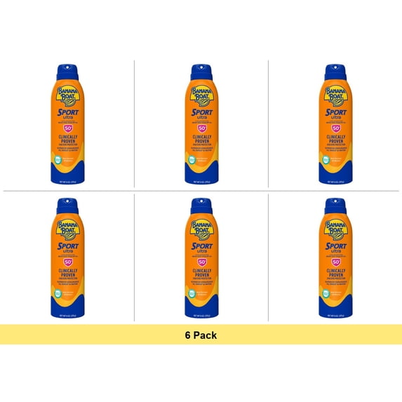 Banana Boat Ultra Mist Sport Performance Continuous Spray Sunscreen SPF 50+ - 6 Pack (6 Oz. Each)