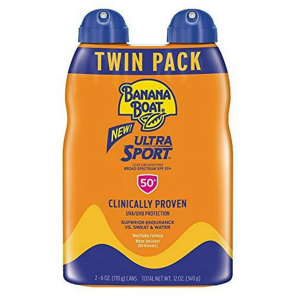 Banana Boat Ultra Sport Reef Friendly Sunscreen Spray, Broad Spectrum SPF 50, 6 Ounces - Twin Pack