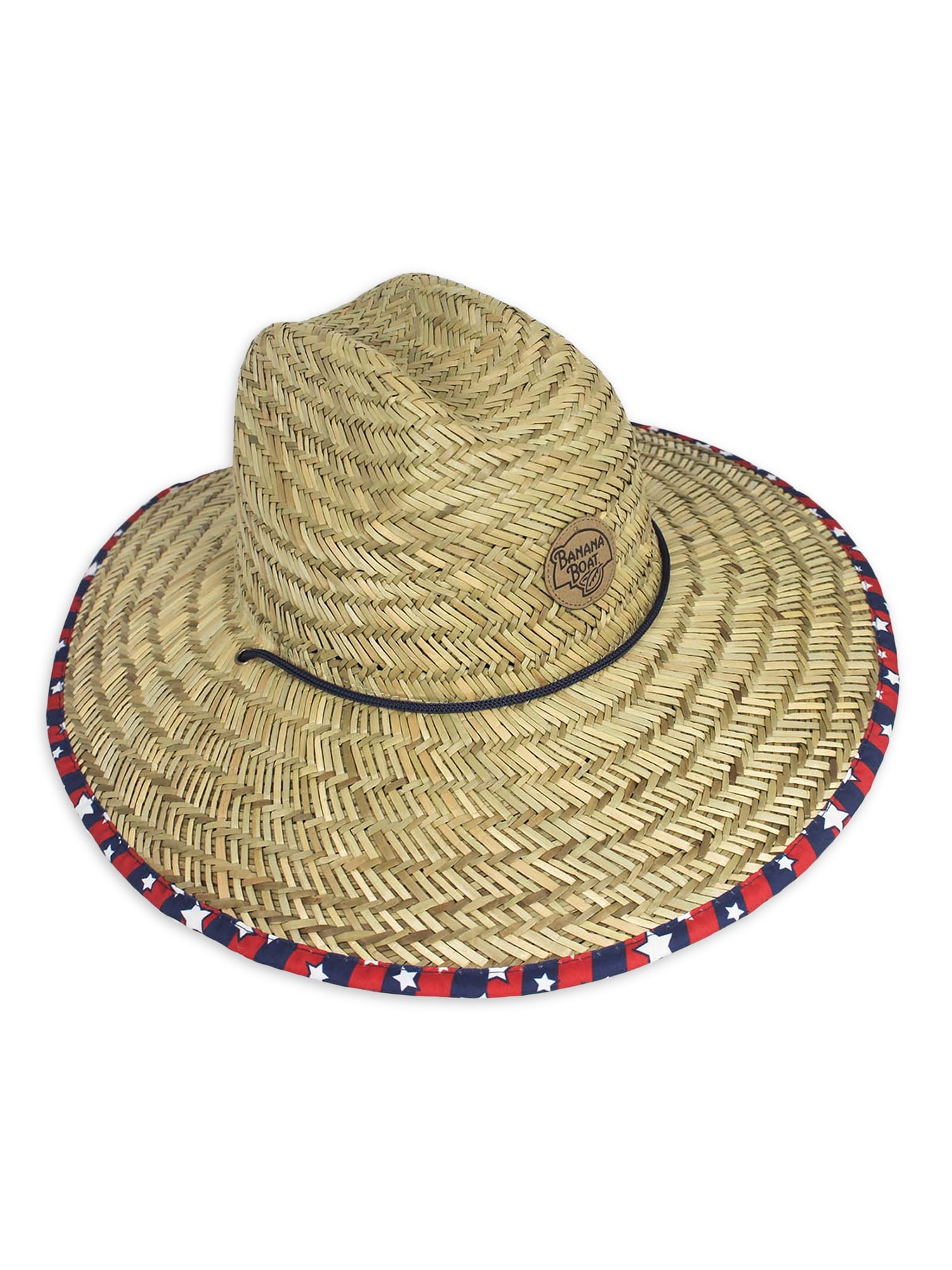 Banana Boat Unisex Adult Straw Lifeguard Hat with Printed Red, White and Blue Binding