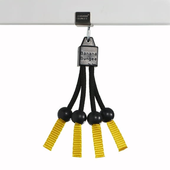 Banana Bungee, Black Banana Fruit Under Cabinet Hanger, Hook Holder Alternative, Storage Solution, Clamp-Anchor, Patented Made in USA