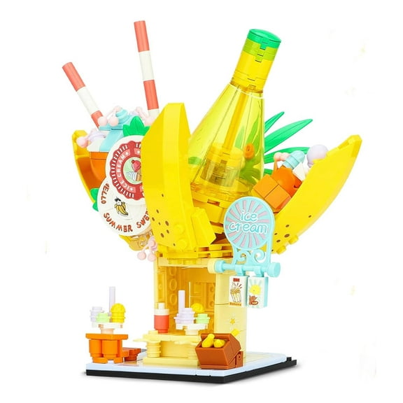 General Jim's Toys & Bricks Banana Cabin Ice Cream Shop, Modular Building Blocks - 396 Pieces