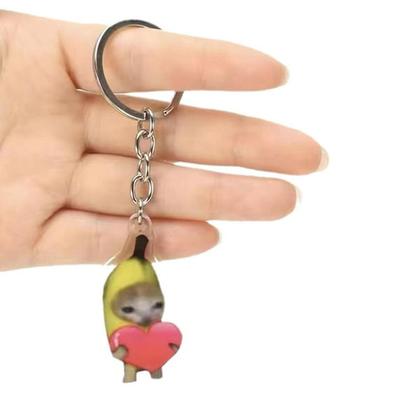 Banana Cat Pendant Cute Crying Banana Cat Funny Keychain Keyrings Pendant A1Z5