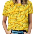 thumbnail image 1 of Banana Cluster Print T Shirts Basic T-Shirt Short Sleeve Ladies Tee Shirt Summer Graphic Clothing, 1 of 6
