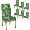 thumbnail image 1 of Banana Covers for Dining Room Chairs 6 Pack Orange Tropical Fruit Pineapple Green Banana Leaves Exotic Jungle Blue Flor Spandex Super Fit Stretch Removable Washable Kitch, 1 of 5