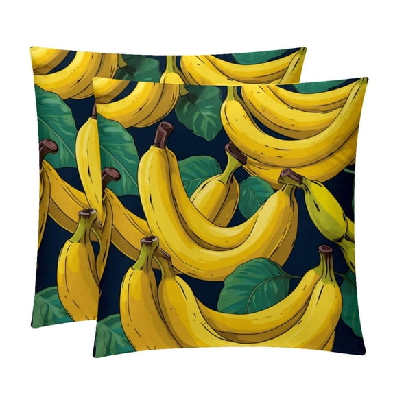 Banana Decorative Bed Pillow Covers Throw Pillows Set with Unique Patterns for all Occasions - 16x16, 18x18, 20x20 inches - 2 Pack Pillow Inserts Included