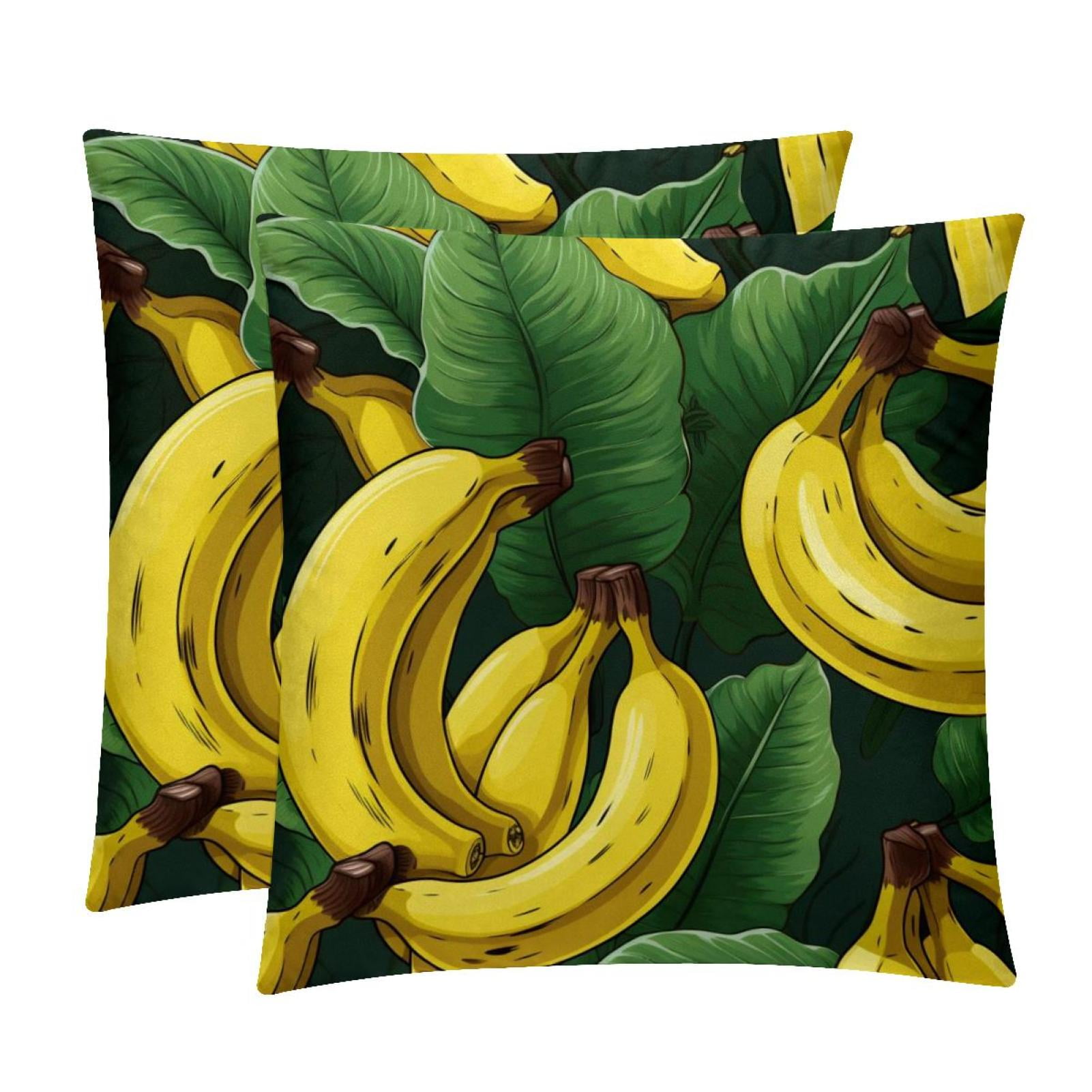 Banana Decorative Pillows Covers Set of 2 Unique Patterns, 16x16