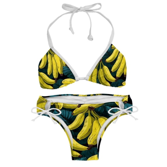 Banana Detachable Sponge Bikini Set | Adjustable Strap One-Piece Swimsuits, Two-Pack