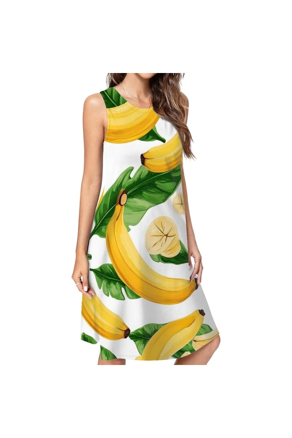 Banana Drawing Dress Loose Women'S Dress Beach Dresses With Pockets Dresses For Womens