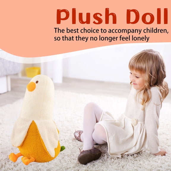 Banana Duck Plush Toy Cute Plushie Hugging Plush Pillow Duck Stuffed Animal for Girls and Boys 11.8 in