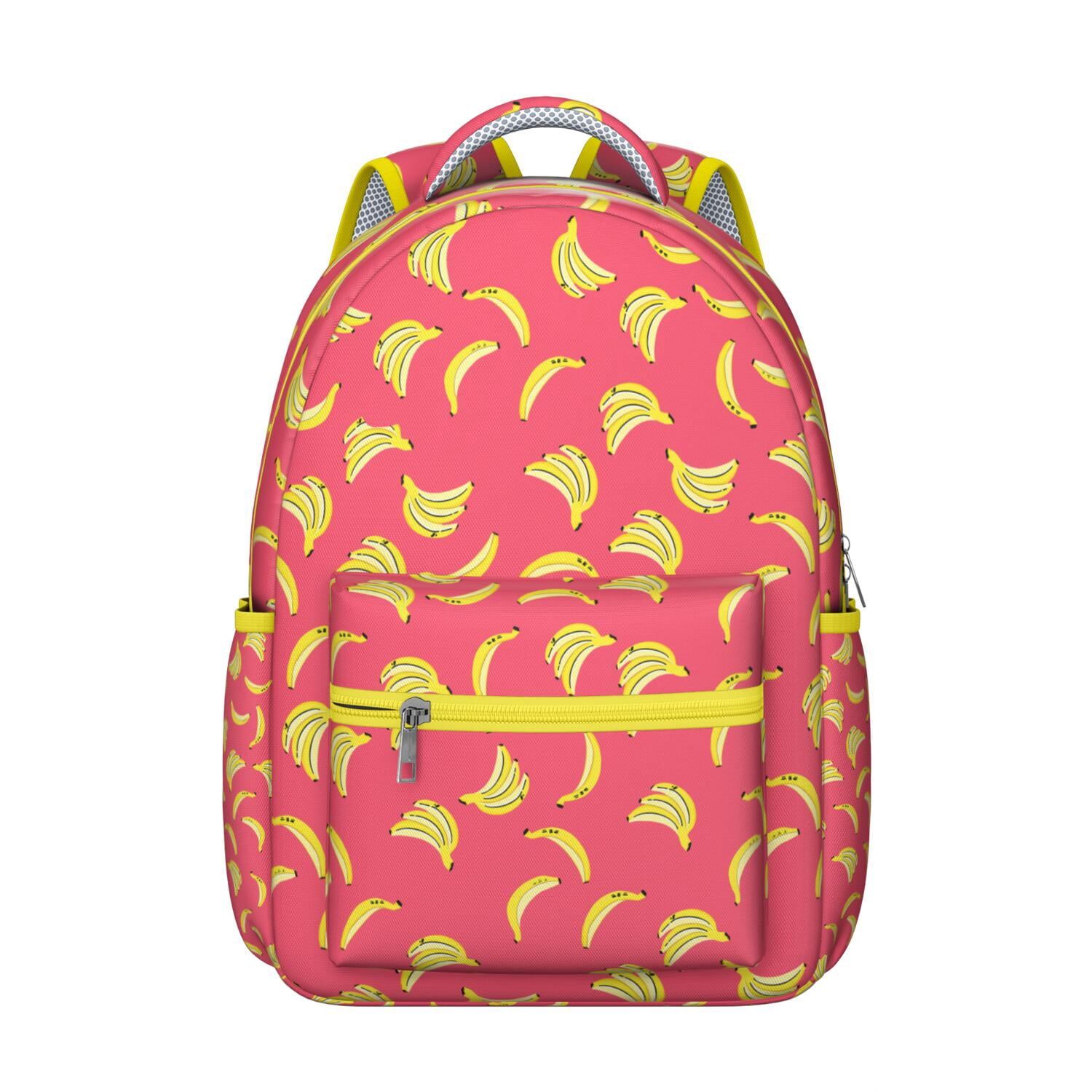 Banana Fruit Students Backpack Cute Yellow Banana Pattern School Bag ...