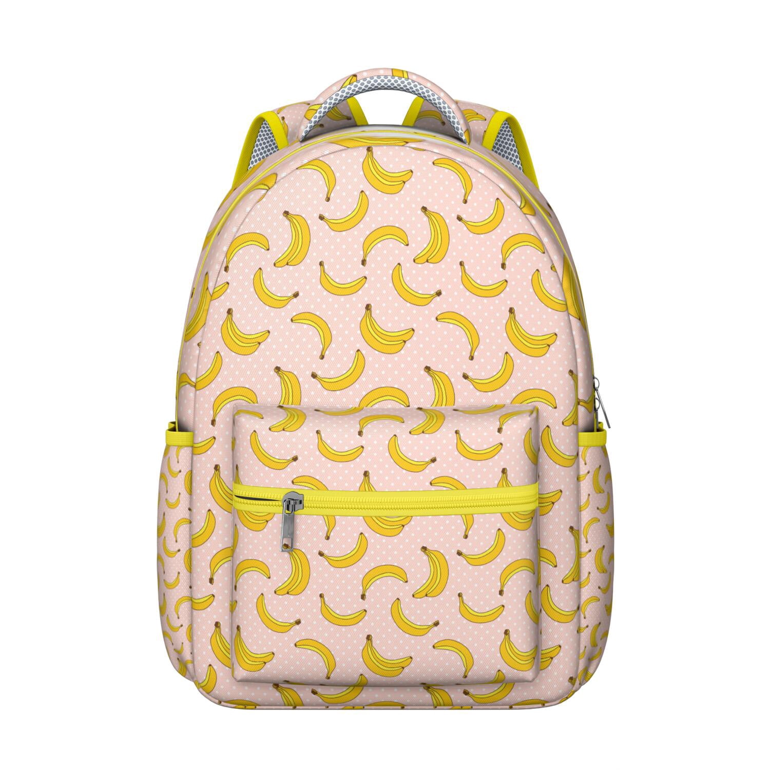 Banana Fruit Students Backpack Cute Yellow Banana Pattern School Bag ...