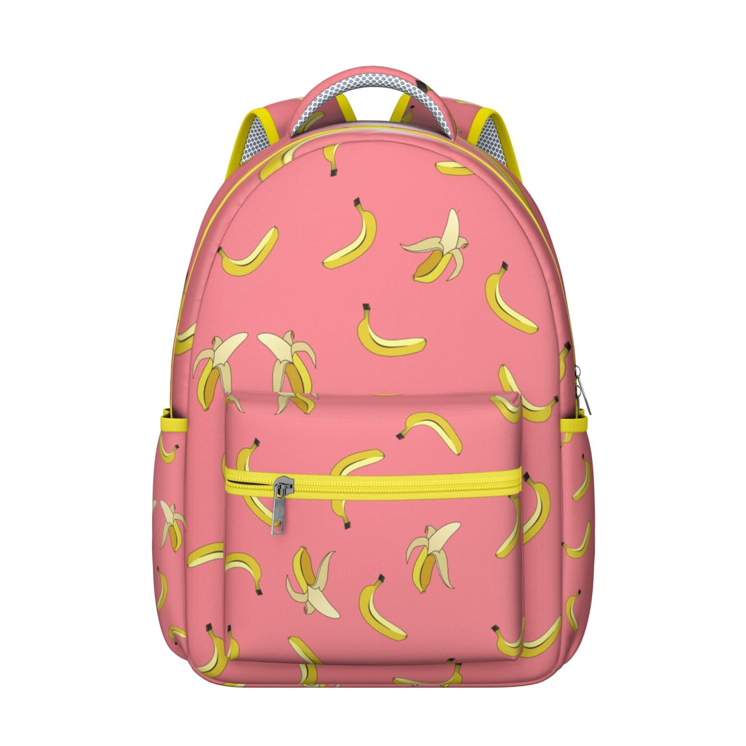 Banana Fruit Students Backpack Cute Yellow Banana Pattern School Bag ...
