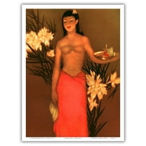 Banana Girl - Hawaii - Honolulu-Star Bulletin - Vintage Color Aquatint Etching by John Melville Kelly c.1951 - Master Art Print (Unframed) 9in x 12in