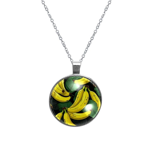 Banana Glass Circular Pendant Necklace | Stylish Glass Design Pendant Necklaces