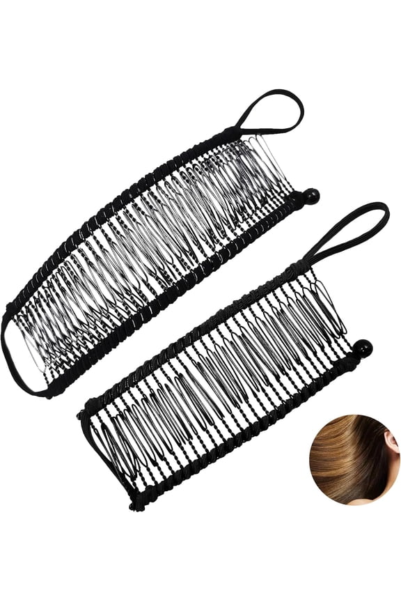 Banana Hair Clip, 2 PCS Stretch Banana Clips Stretchable Bananas Comb Non-Slip Adjustable Bananas Hair Clips for Naturally Curly Hair (Black)